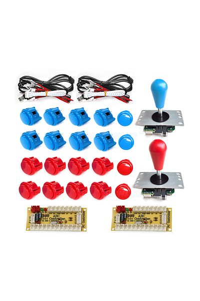 Choice 2P blue red Game Arcade joystick DIY Kit Zero Delay USB Controller SANWA 8 Way Joystick 24/ 30mm Pus