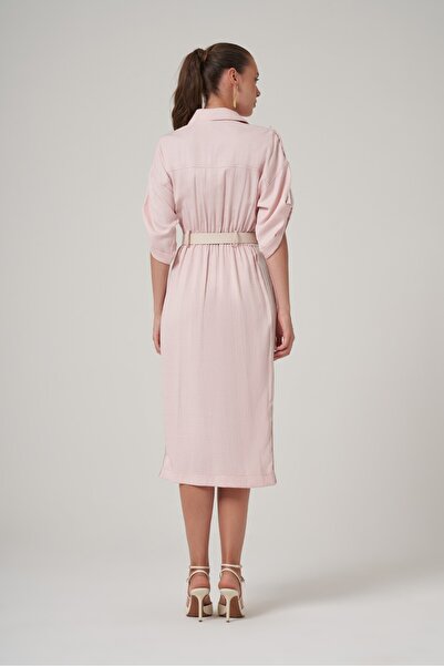 UTOPIAN Çıtçıt Detaylı Midi Elbise