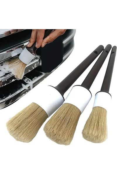 Choice 3PCS Car Exterior Interior Detail Brush Boar Hair Bristle Brushes for Car Cleaning Auto Detail To...