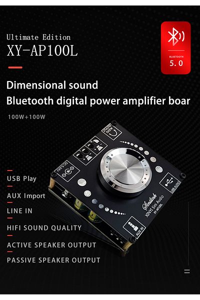 Choice XY-AP100L 100WX2 Bluetooth 5.0 Stereo Amplifier Board AUX USB Sound Card Digital Power Amp Amplif...
