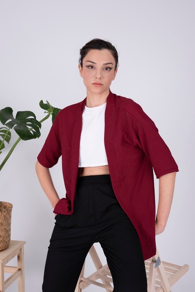 Revasser Set kimono pentru femei, cu design special, din țesătură plisată, cu...