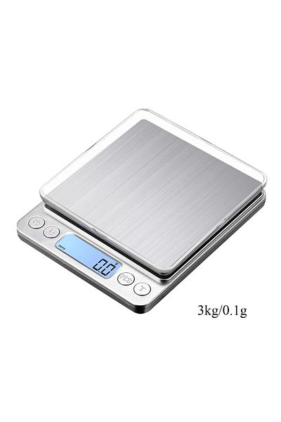Choice Battery 3kg 0.1g Digital Kitchen Scale 3000g/ 0.1g USB Charging with 2 Trays Home Mini Jewelry Pocke