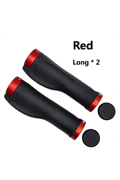 Choice Red(2PCS) Bicycle Handlebar Anti Slip Grip Aluminum Alloy Lock Ring Design Bicycle Handlebar Grip Pr