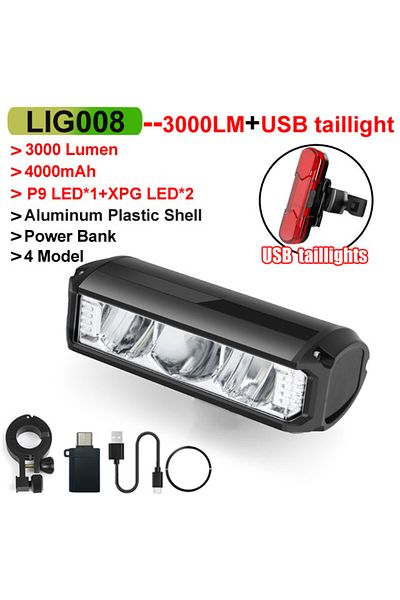 Choice 4000mA Set 2 NEWBOLER Bicycle Light Front 6000Lumen Bike Light 8000mAh Waterproof Flashlight USB Cha