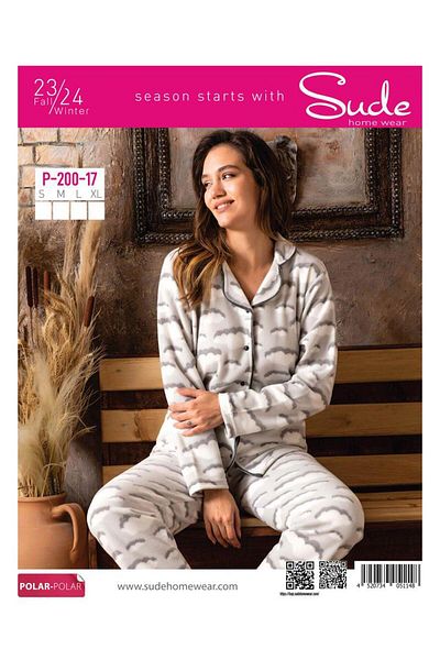 Sude Cămașă de damă, cu nasturi în față, cu model polar, set de pijamale P200/17 - 1 bucată