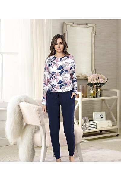 Jiber Set de pijamale de iarnă cu guler rotund pentru femei 10089 - 1 bucată