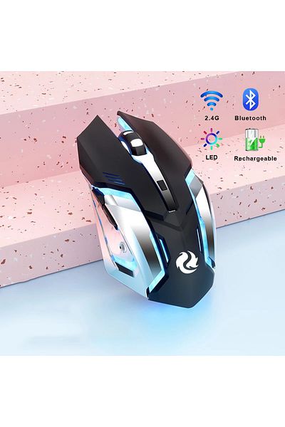 GOOJODOQ black Bluetooth Gaming Mouse Rechargeable 2.4GWireless Bluetooth Mouse Mute Ergonomic Mouse for Comp