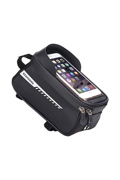 Choice Black RZAHUAHU Waterproof Bicycle Phone Mount Bags Front Frame Top Tube Bag w Touchscreen Phone Hold