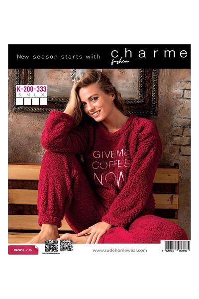 Sude Charme Women's Winter Shawl Plush Pajama Set K 333- 1 Piece