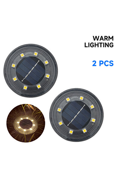 Choice Warm Light-2 PCS IP68 Waterproof LED Outdoor Solar Power Ground Light Lighting Control Path Deck Lig