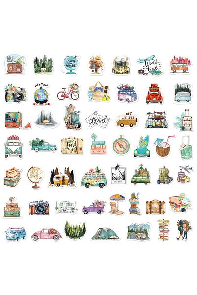 Choice 50PCS New Trendy Outdoor Travel Scenery Graffiti Cell Phone Helmet WaterCup Car DIY Waterproof PV...