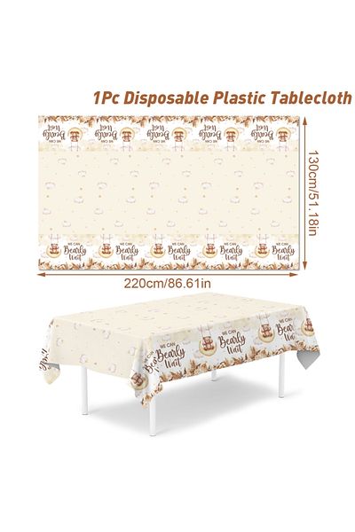 Choice 1pc 130x220cm Brown Bear Disposable Tablecover Bear Theme Birthday Parti Tablecloth Babyshower Kids
