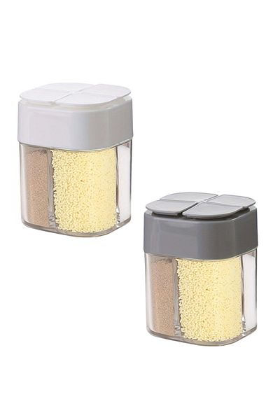 Choice 2 colors 4in1 Camping Seasoning Shaker Multi-Purpose Spice Jar with Lid 4-Compartment For Outdoor BB