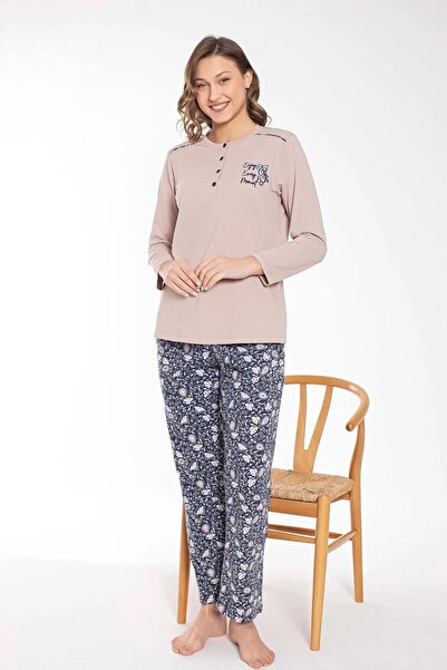 SENFONİ Σετ πιτζάμες από βαμβάκι Symphony 6021 - Πέτο με κουμπιά, μακρυμάνικο, -1 τεμάχιο