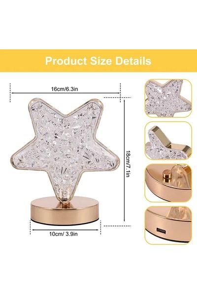 Heinast star Bedroom Crystal Touch Dimming Night Light Girls Room Home Decor Aesthetics USB Bedside LED Ambi
