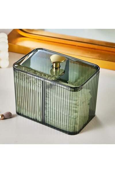 Choice Green Transparent Plastic Square Swabs Cosmetic Organizer Storage Box Cotton Pads Holder For Daily S
