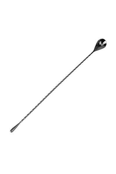 Choice 40cm Black Mixing Cocktail Spoon 30/40cm Bar Teadrop Spoon Stir Spoon Spiral Pattern Stainless Steel