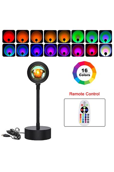 HONGQI 16 Colors Remote Usb 5v Tuya Smart Sunset Lamp Night Light Sunset Projector Smart Life App Remote L