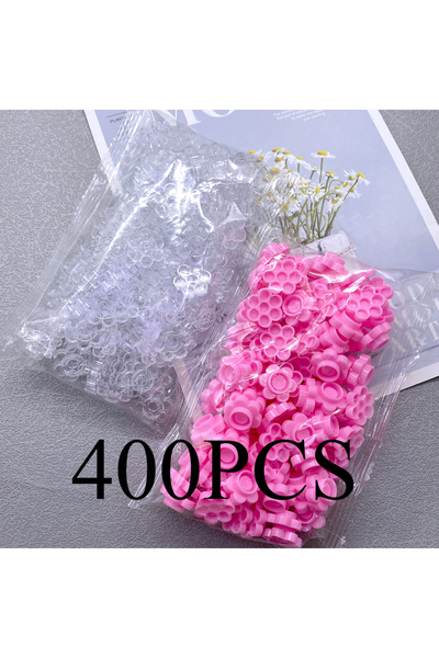 Choice1 400 قطعة من مجموعة Zanse، 400 قطعة من أكواب غراء الرموش للاستخدام مرة واحدة، حامل صبغة الوشم، حاوية مكياج للنساء