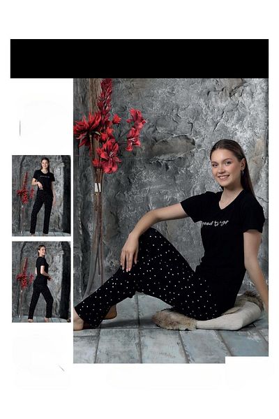 Sude Milan Crew Neck Short Sleeve Pajama Set - Charme Women's P300/396- 1 Piece