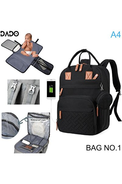 Choice A4 Black Diaper Bag Backpack Baby Essentials Travel Tote Multifunction...