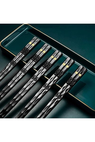 Choice 5Pairs Black 5 Pairs Reusable Chopsticks Korean Chopsticks Dishwasher Chopsticks Washable Food Grade