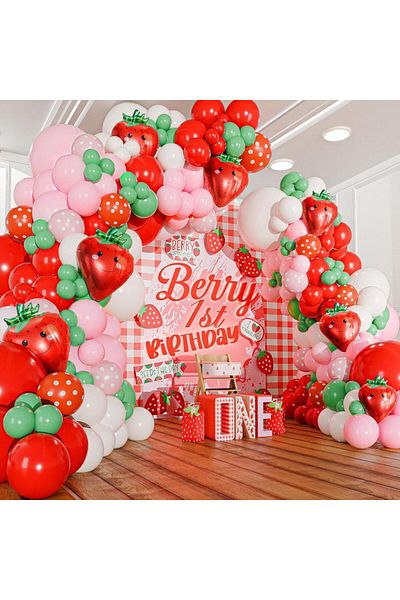 Choice Other Strawberry Strawberry Balloon Arch Kit and Garland Comes with Strawberry – Small and Large Red