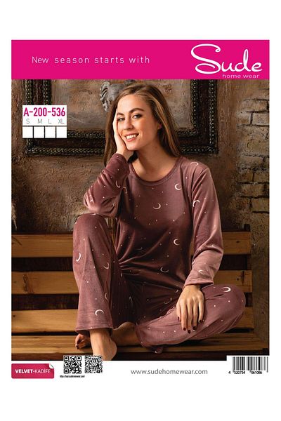 Sude Women's Winter Velvet Pajama Set 536- 1 Piece