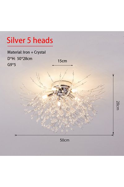 Choice Neutral Light 220V Silver 5 heads Dandelion Crystal Chandelier Nordic Modern Living room Dining Room
