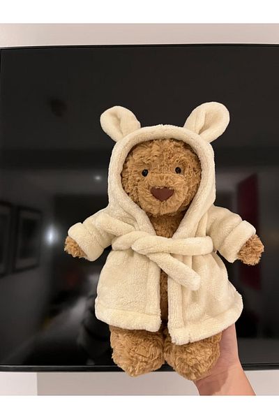 Miniso D 28cm Hot Spot Barcelona Bathrobe Bear Eggplant Bear Strawberry Bear Doll Cute Soothing Companion D