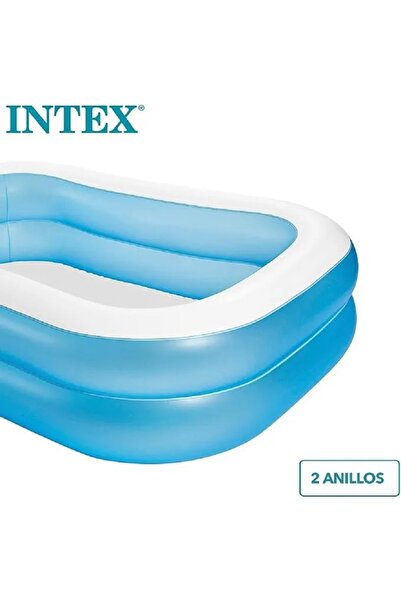 Intex Rectangular Swimming Pool, White Blue, 203 X 152 X 48 Cm, I3.5 L