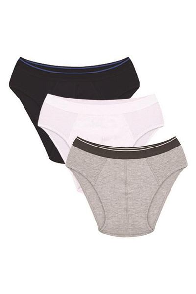 Celira Men's Cotton 3-Piece Navy White Gray Lycra Slip 40126