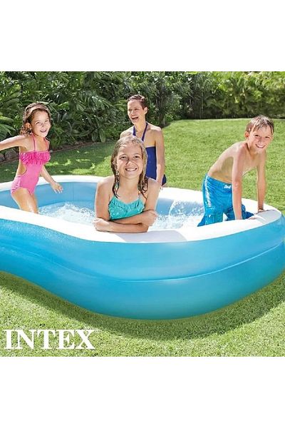 Intex Rectangular Swimming Pool, White Blue, 203 X 152 X 48 Cm, I3.5 L