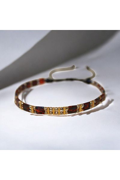 DEHNA Elegant and Colorful Bracelets Series with Tila Beads - Patterned Red Model