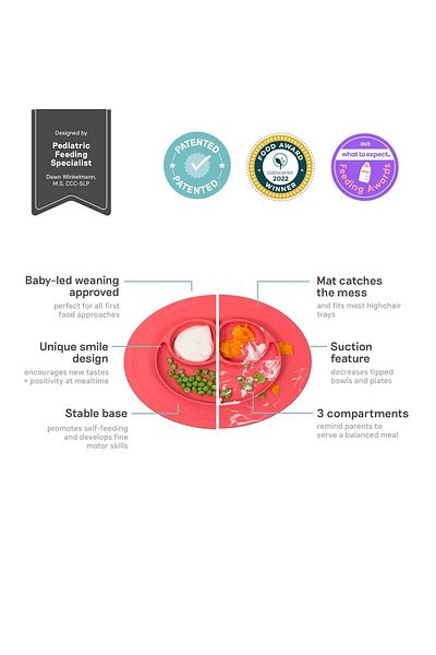 COOYA Silicone Dinner Plate, for 12 Months+, with Suction for Infants, for Highchair, Dining Table