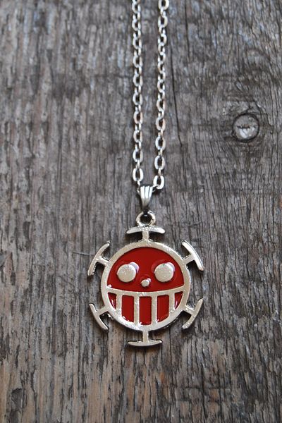 Rua Jewelry One Piece Trafalgar Law Anime Fan Luffy Bomb Necklace - Red Enamel Silver Color Classic with Chain