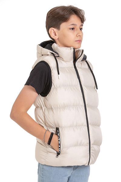 ASYAKİDS CLUB Hooded Pocket Printed Puffer Vest