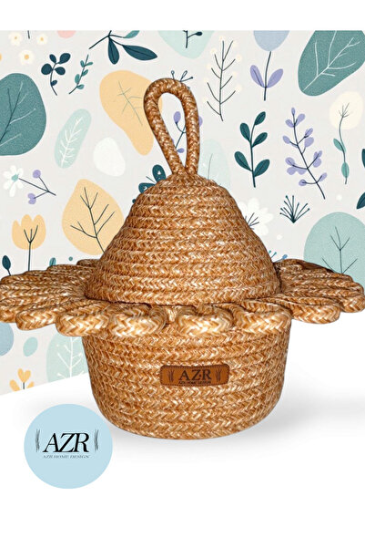 AZR HOME DESİGN jüt halat hasır sepet şekerlik dekor