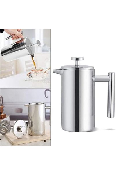 OEM Stylish Coffee Set, Infuser and Silver accessories, 2 cups, stainless steel
