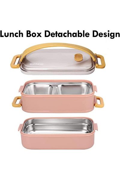 COOYA 1.6l Stainless Steel Lunch Box, Double Layer, Stackable, 22x11x12cm, Suitable for Daily Use
