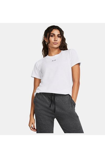 Under Armour Γυναικείο λευκό μπλουζάκι με λαιμόκοψη με λογότυπο 1383648-100