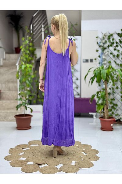 Punta Otantik Vl11199 Strap Straight Voile Dress Purple