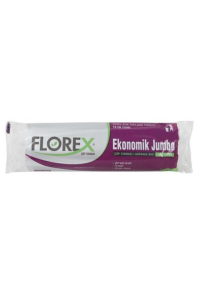 Florex 513 كيس قمامة اقتصادي مقاس جامبو 80 × 110 سم 10 قطع × 20 لفة - أسود