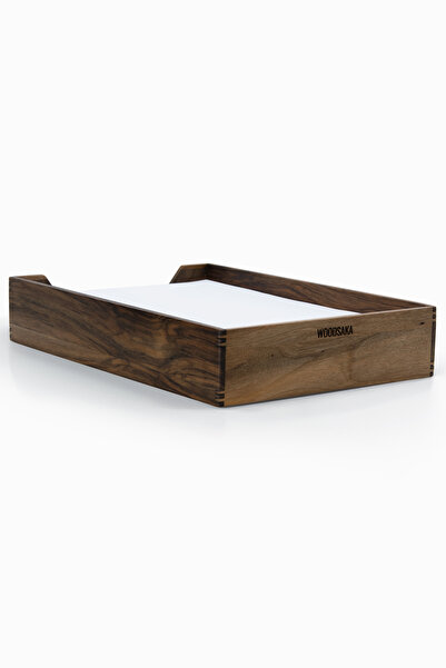 Woodsaka Reka A3 Paper Tray & Briefcase - Walnut - Holds 500 Papers