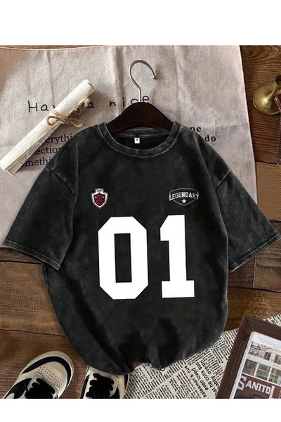 Touz Moda 01 Printed Washed Vintage Unisex Oversize T-Shirt