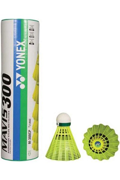 YONEX Mavis 300 Green Cap Slow Badminton Shuttlecock | Pack of 6 | Yellow