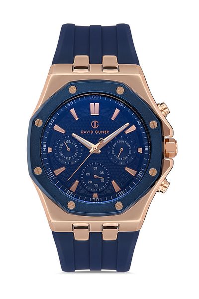 DAVID GUNER Rose Blue Coated Blue Dial Men's Wristwatch Dg-8396Gd-T3