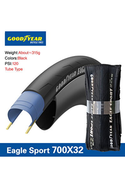 Choice إطار دراجة طريق Goodyear Eagle Sport مقاس 700x28C مقاس 32 بوصة، إطار د...