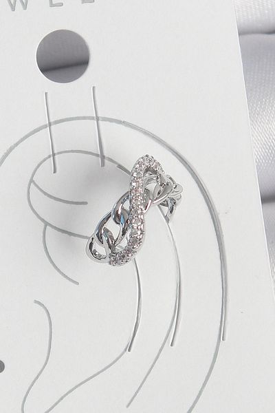 callerrons accessories Brass Silver Color Zircon Stone Chain Infinity Model Women's Cartilage Earrings - Ebj250522W34171