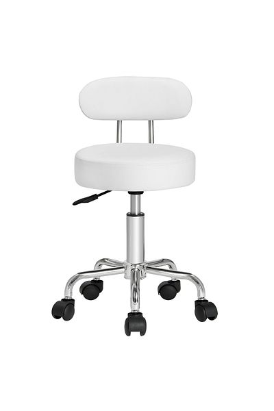 Deuba Scaun cosmetic hidraulic și rotativ cu spătar, înălțime reglabilă 63-73 cm, alb